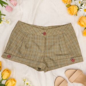 Miss Lola Beige Plaid Women's Shorts